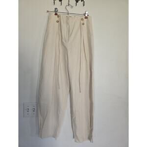 ZARA Women’s High Waisted Linen Blend Straight Leg Pants Beige NWT Size Xs